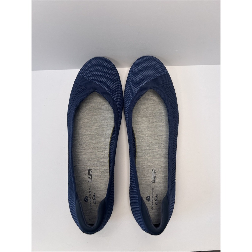 Clarks Cloudsteppers Womens 8.5M Navy Knit Ballet Flats Cushion Soft NWOT - Picture 8 of 16
